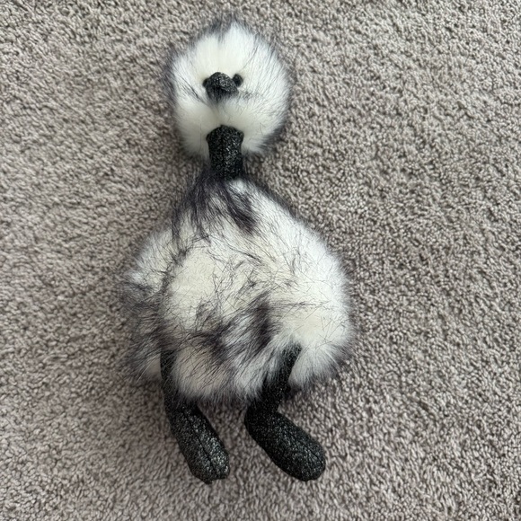 Jellycat London Dazzle Pom Pom Bird Ostrich Black & White Glitter - Picture 4 of 12